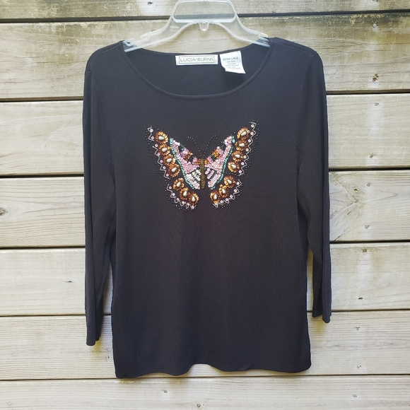 Lucia Barnes , Gorgeous Intricate , Boho , Crystal, Butterfly🦋 Sweater - Picture 15 of 16